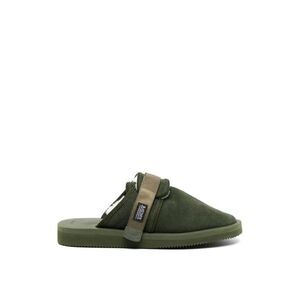 SUICOKE Slip-On Suede Shearling Lined Sandals Women GREEN